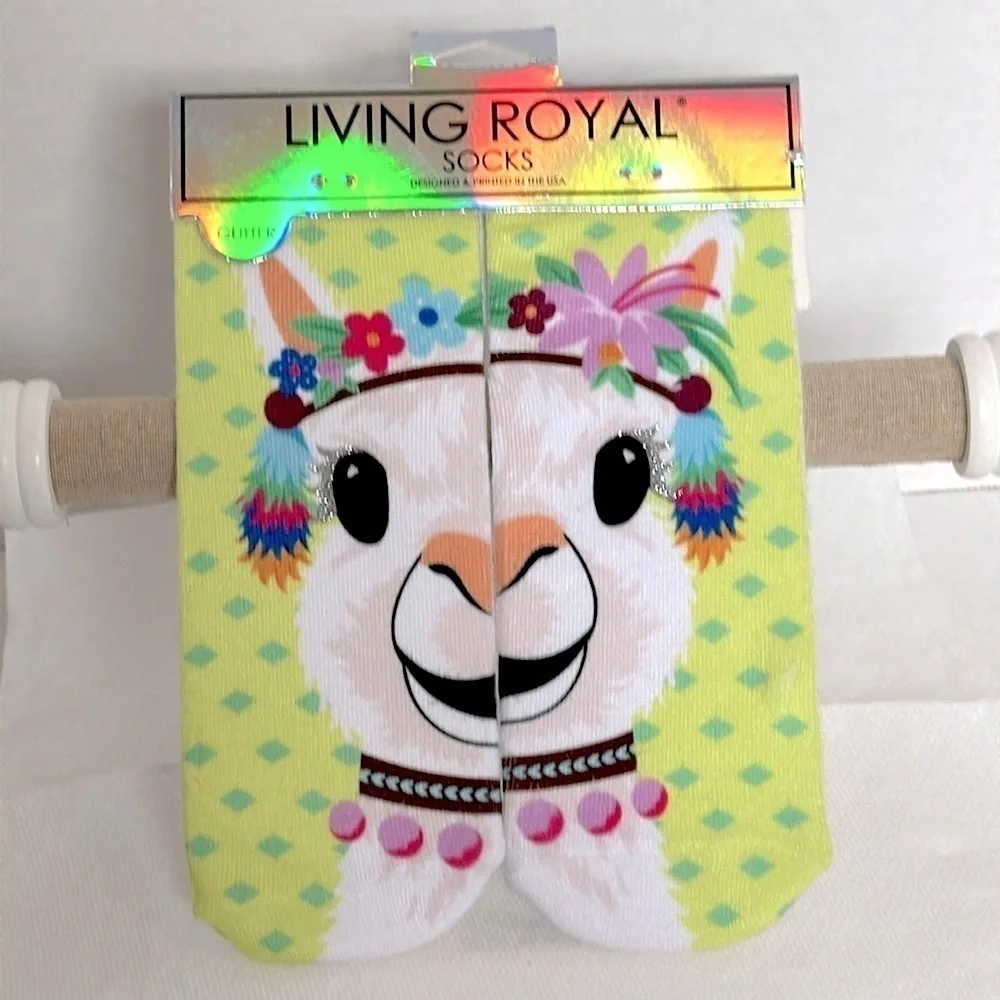 LIVING ROYAL Party Llama Glitter Ankle Sock OSFM
